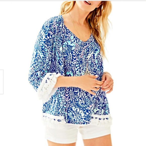 Lilly Pulitzer Size XS Cardigan Gigi Knit Wrap & Tank Top Shell Blue Paisley - Picture 1 of 10
